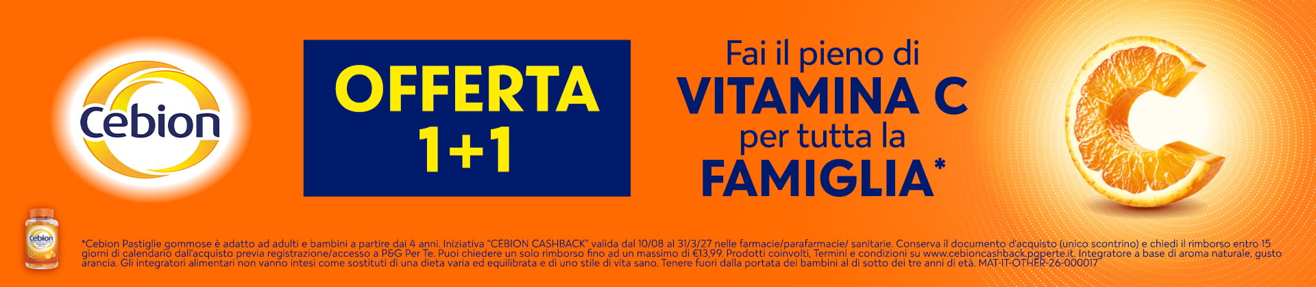 Cebion offerta 1+1 famiglia - Farmacie Comunali Torino